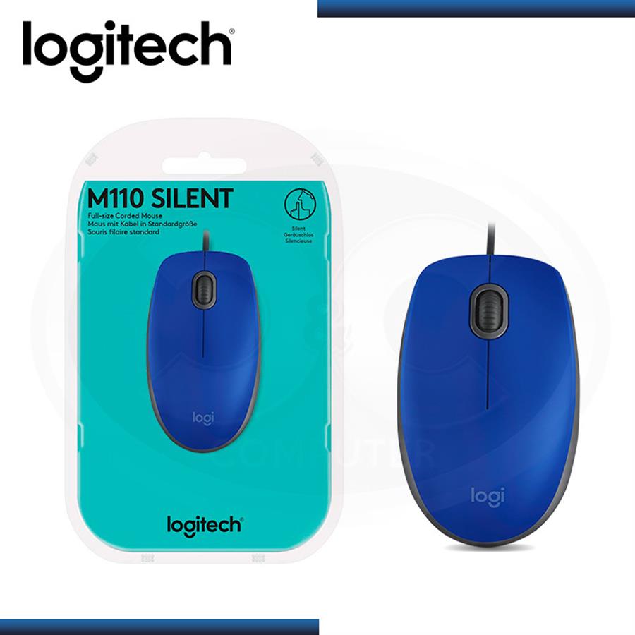 Mouse optico -1000dpi -usb -cable 1.80mts -silencioso -en caja -blue -Logitech M110 Silent