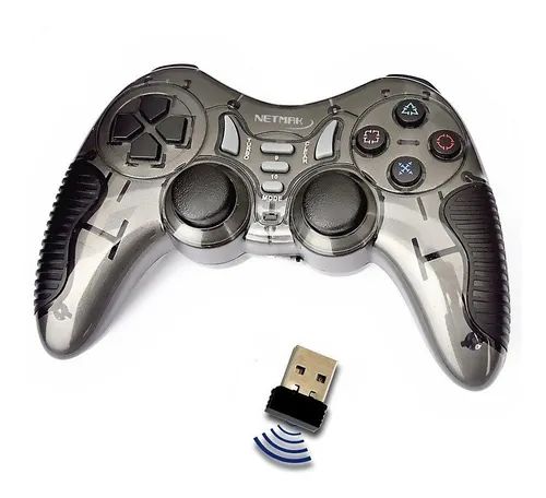 Joystick PC/Ps2/Ps3 -wireless -dualshock -bateria recargable 300mAh -brown -Netmak (NM-XTREME)