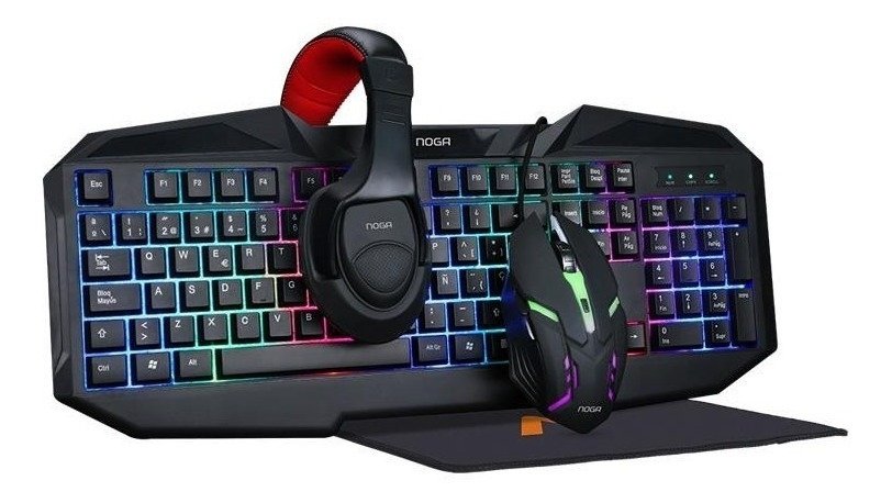 Combo Gamer Noga Mouse Pad Teclado Auricular Nkb-403