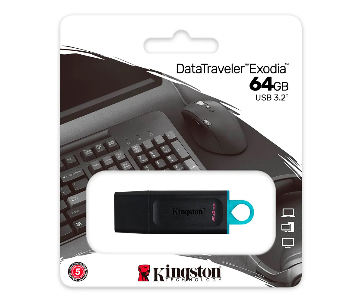 Pen Drive 64Gb -usb 3.2 Gen 1 -black/blue -Kingston DataTraveler Exodia (DTX/64GB)