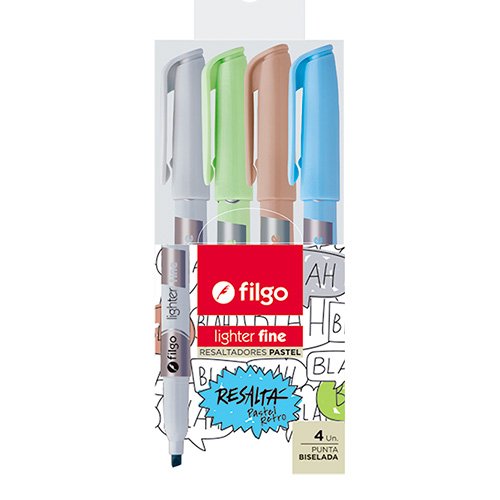 Resaltador filgo lighter fine pastel retro x4 unid