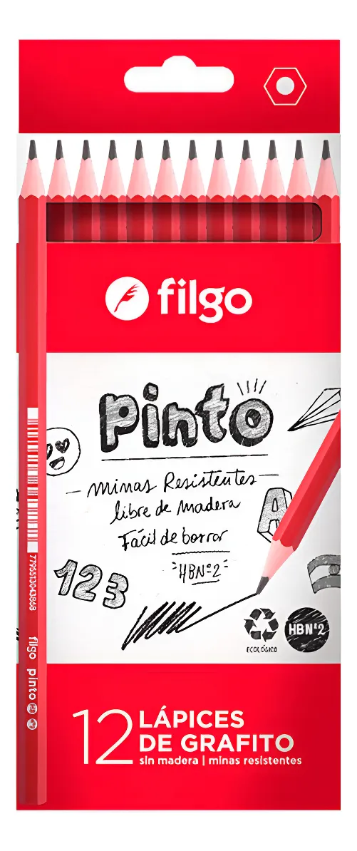 filgo lapices pinto negro x12 de grafito