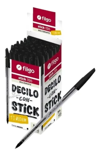 BOLIGRAFO STICK 026 1MM X50 FILGO negro por unidad