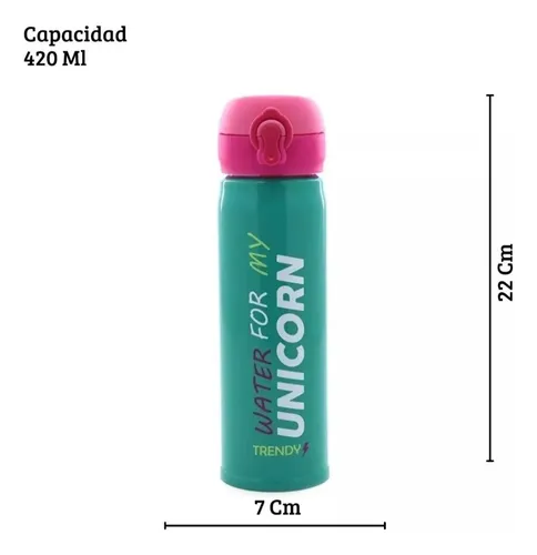 BOTELLA ACERO INOXIDABLE MANTIENE TEMPERATURA 420ML – FRÍO / CALOR – DOBLE PARED ACERO-TRENDY