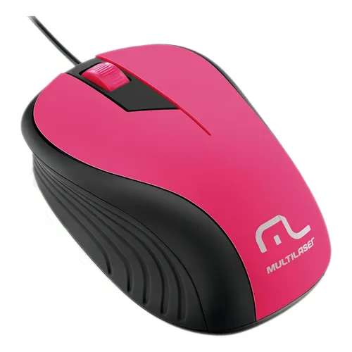 Mouse Óptico Retrátil Multilaser 1200Dpi Usb Rosa - MO233