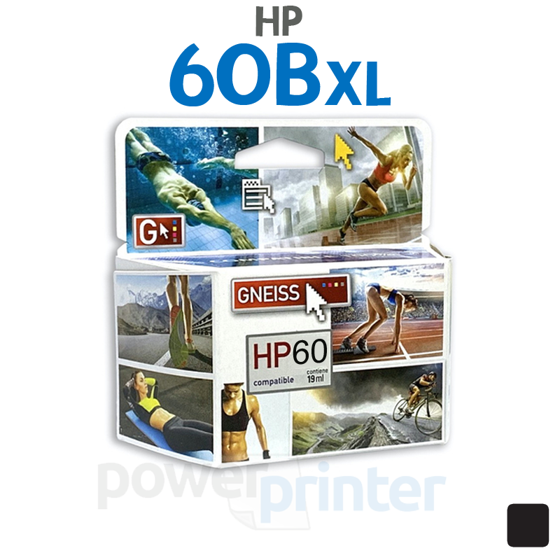 Cartucho p/HP CC641WL -HP 60XL -18ml -black -Gneiss (GN-HP60BXL)
