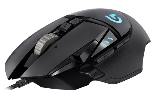 Mouse optico -usb -12000dpi -programable -11 botones programables -cable entrelazado -luz led rgb -black -Logitech Proteus Spectrum Gaming Mouse G502 (910-004616)