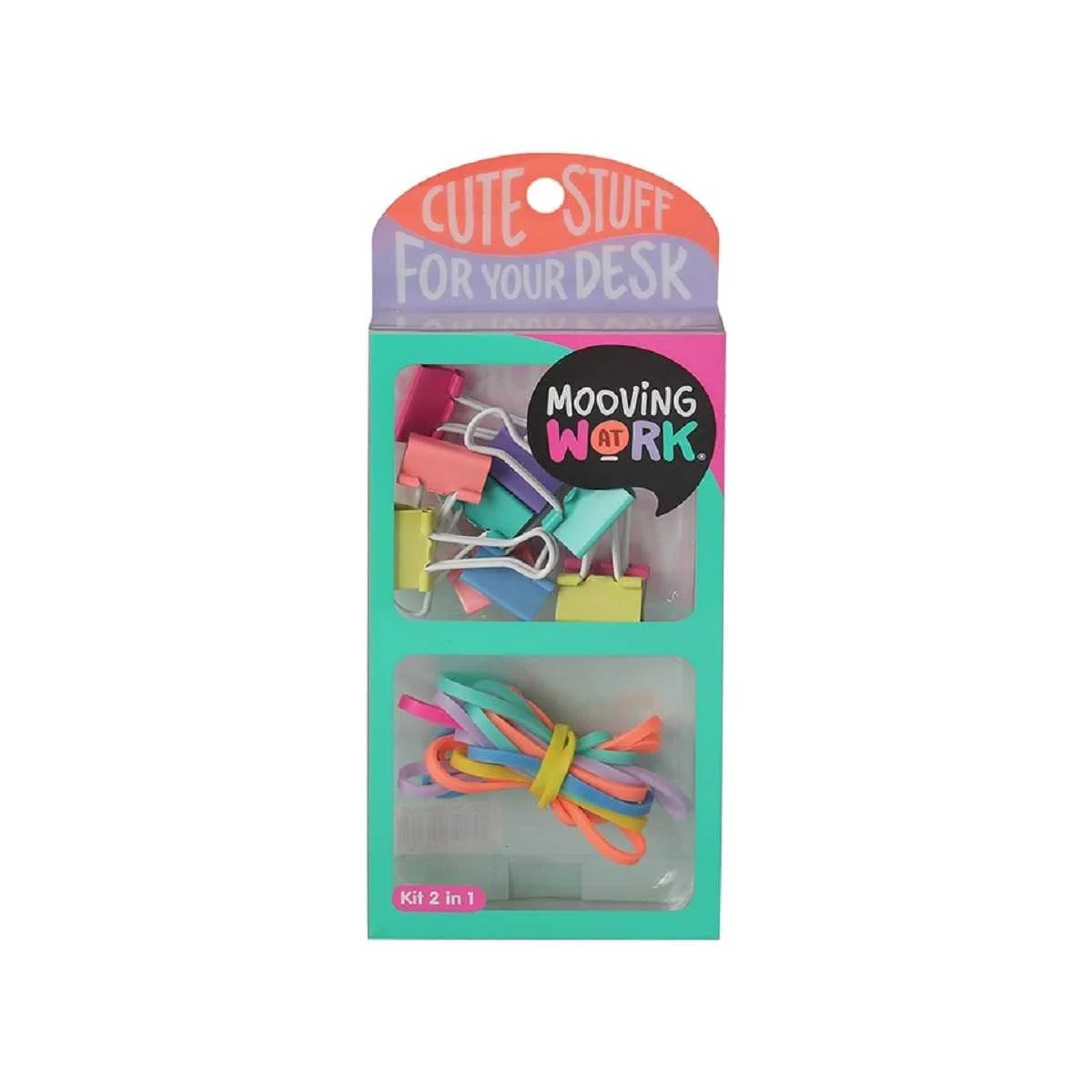 Kit 2 en 1 Green Binder clip+bandas elásticas Mooving at work