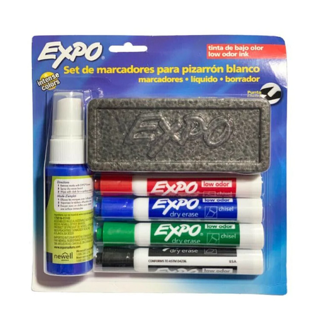 Expo Pizarra punta biselada Kit 4 colores basic mas Borrador