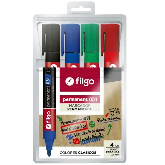 MARCADOR FILGO PERMANENTE 051 REDONDO ESTUCHE X4
