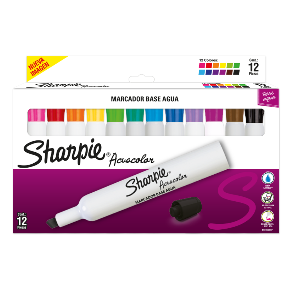 MARCADORES FIBRA SHARPIE x12 ACUACOLOR