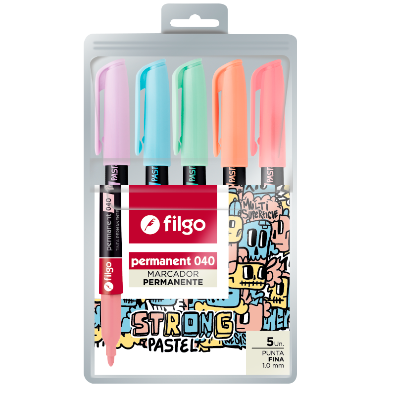 Marcadores Permanente Filgo 040 Strong Pastel x5